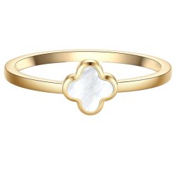Glanzstücke München Ring Kleeblatt aus Edelstahl in gelbgold mit Perlmutt Ringe 1 ct Damen