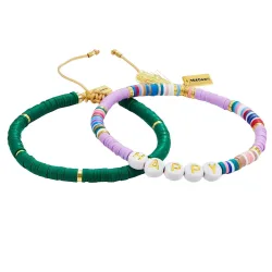 Yokoamii Armband Happy Edelstahl Heishi Perlen in Gelbgold Armbänder & Armreife 1 ct Damen