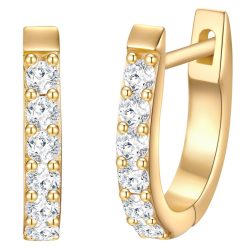 Trilani Creolen Sterling Silber Zirkonia in Gelbgold Ohrringe 1 ct Damen