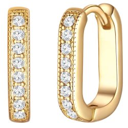Lulu & Jane Creolen aus Metall in Gelbgold mit verziert mit Kristallen von Swarovski® Ohrringe 1 ct Damen