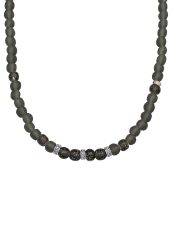 KUZZOI Recycelte Glas Olive Perlen Beads 925 Silber Ketten 1 ct Herren