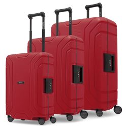 Redolz Essentials 15 4-Rollen Kofferset 3-tlg. mit Dreipunkt-Verschluss Reisetaschen 1 ct Rot Herren