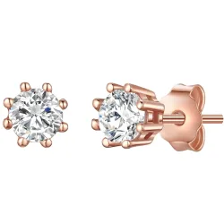 Lulu & Jane Ohrstecker Sterling Silber Zirkonia in Roségold Ohrringe 1 ct Damen