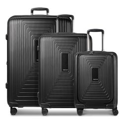 Redolz Essentials 14 4 Rollen Kofferset 3-teilig mit Dehnfalte Reisetaschen 1 ct Schwarz Herren