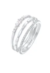 Elli Zirkonia Marquise Basic Stapelring Set 925 Silber Ringe 1 ct Damen