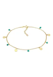 Elli Plättchen Howlith Türkis Perle Boho 925 Silber Fußschmuck 1 ct Damen