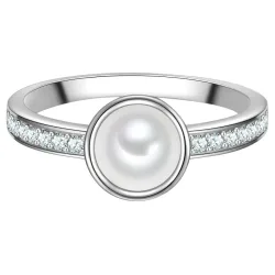 Trilani Ring aus Sterling Silber in silber mit Zirkonia Muschelkernperle Ringe 1 ct Damen
