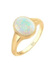 Elli Siegelring Synthetischer Opal Trend 925 Silber Ringe 1 ct Damen