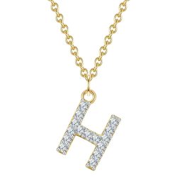 Glanzstücke München Halskette Buchstabe M aus Sterling Silber in gelbgold mit Zirkonia Ketten 1 ct Damen