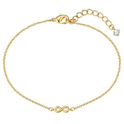 Lulu & Jane Armband Infinity aus Messing in gelbgold mit Zirkonia Armbänder & Armreife 1 ct Damen