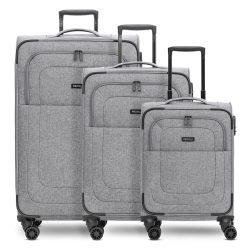 Redolz Essentials 12 THREE SET 4 Rollen Kofferset 3-teilig mit Dehnfalte Reisetaschen 1 ct Grau Herren