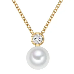 Valero Pearls Halskette aus Sterling Silber in silber mit Zirkonia Süßwasser-Zuchtperle Ketten 1 ct Damen
