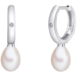 Lulu & Jane Diamant-Creolen Sterling Silber Diamant Süßwasser-Zuchtperle in Silber Ohrringe 1 ct Damen
