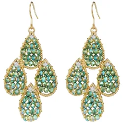 Lulu & Jane Ohrhänger Metall-Legierung Glas in Gelbgold Ohrringe 1 ct Damen