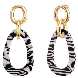 Lulu & Jane Ohrhänger Metall-Legierung Acryl in Gelbgold Ohrringe 1 ct Damen