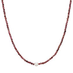 Valero Pearls Perlen-Kette aus Sterling Silber in silber mit Granat Süßwasser-Zuchtperle Ketten 1 ct Damen