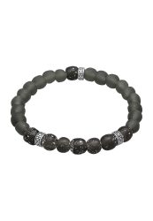KUZZOI Recycelte Glas Perlen Beads Olive 925 Silber Herrenschmuck 1 ct Herren