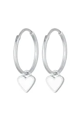 Elli Creolen Hänger Herzen Emaille Weiß 925 Silber Ohrringe 1 ct Damen