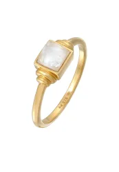 Elli - Ring Quadrat Vintage Mit Mondstein, 58mm, Gold