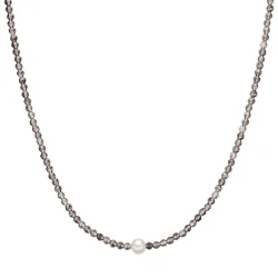 Valero Pearls Perlen-Kette Sterling Silber Rauchquarz Süßwasser-Zuchtperle in Silber Ketten 1 ct Damen