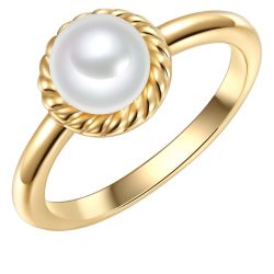 Valero Pearls Ring Sterling Silber Zirkonia Süßwasser-Zuchtperle in Gelbgold Ringe 1 ct Damen