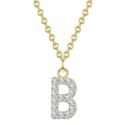 Glanzstücke München Halskette Buchstabe M aus Sterling Silber in gelbgold mit Zirkonia Ketten 1 ct Damen