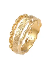 Elli 3er Set Wellen Kugel Bandring Gehämmert 925 Silber Ringe 1 ct Damen