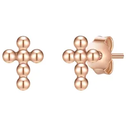 Glanzstücke München Ohrstecker Kreuz Sterling Silber in Roségold Ohrringe 1 ct Damen