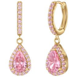 Glanzstücke München Creolen Sterling Silber gelbgold Zirkonia pink Ohrringe 1 ct Damen