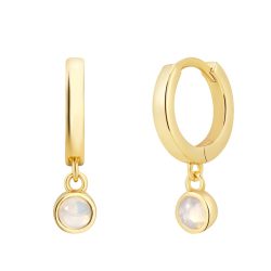 Glanzstücke München Creolen aus Sterling Silber in Gelbgold mit Mondstein (synth.) Ohrringe 1 ct Damen