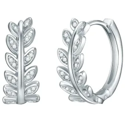 Rafaela Donata Creolen Funkelnde Blätter Sterling Silber Zirkonia in Silber Ohrringe 1 ct Damen