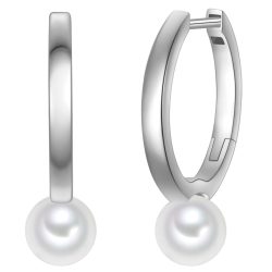 Rafaela Donata Creolen aus Sterling Silber in silber mit Muschelkernperle Ohrringe 1 ct Damen