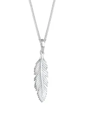 Elli - Halskette Feder Anhänger, 45cm, Silber
