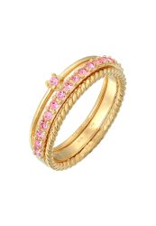 Elli Set Kristalle Rosa Pastell 925 Silber vergoldet, mit Kristallen von Swarovski® Ringe 1 ct Damen