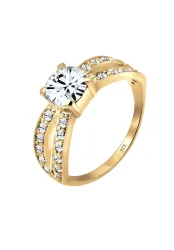 Elli - Ring Solitär Glamourös Kristall, 56mm, Gold