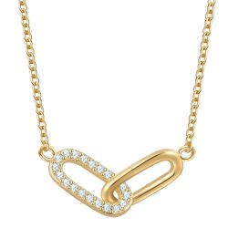 Glanzstücke München Halskette aus Sterling Silber in gelbgold mit Zirkonia Ketten 1 ct Damen