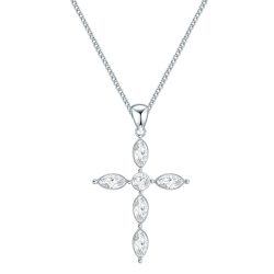 Lulu & Jane Halskette Kreuz Messing verziert mit Kristallen von Swarovski® in Silber Ketten 1 ct Damen
