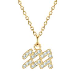 Glanzstücke München Halskette Sternzeichen Wassermann aus Sterling Silber in gelbgold mit Zirkonia Ketten 1 ct Damen