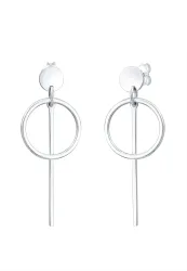 Elli Hänger Geo Kreis Basic Minimal Cool 925 Silber Ohrringe 1 ct Damen