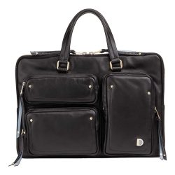 DuDu Pocket Aktentasche Leder 36 cm Laptopfach Laptoptaschen 1 ct Schwarz Herren