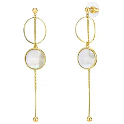 Lulu & Jane Ohrhänger Metall-Legierung Perlmutt in Gelbgold Ohrringe 1 ct Damen