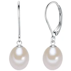 Lulu & Jane Perlen-Creolen Sterling Silber Süßwasser-Zuchtperle in Silber Ohrringe 1 ct Damen