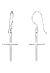 Elli Kreuz Religion Kommunion Konfirmation 925 Silber Ohrringe 1 ct Damen