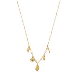 Yokoamii Halskette Metall Süßwasser-Zuchtperle in Gelbgold Ketten 1 ct Damen