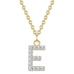 Glanzstücke München Halskette Buchstabe M aus Sterling Silber in gelbgold mit Zirkonia Ketten 1 ct Damen