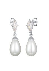 Elli Zirkonia Muschelkernperle Tropfen 925 Silber Ohrringe 1 ct Damen