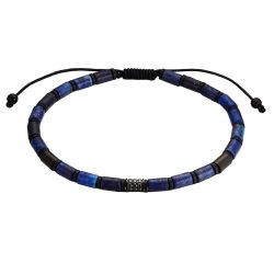 True Rebels Armband aus Edelstahl in schwarz mit Hämatit und Lapislazuli Armbänder & Armreife 1 ct Herren