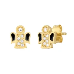 Glanzstücke München Ohrstecker Engel Sterling Silber Zirkonia in Gelbgold Ohrringe 1 ct Damen