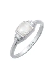 Elli PREMIUM Elli PREMIUM Ring Mondstein Quadrat Vintage 925 Silber vergoldet Ringe 1 ct Damen