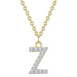 Glanzstücke München Halskette Buchstabe M aus Sterling Silber in gelbgold mit Zirkonia Ketten 1 ct Damen